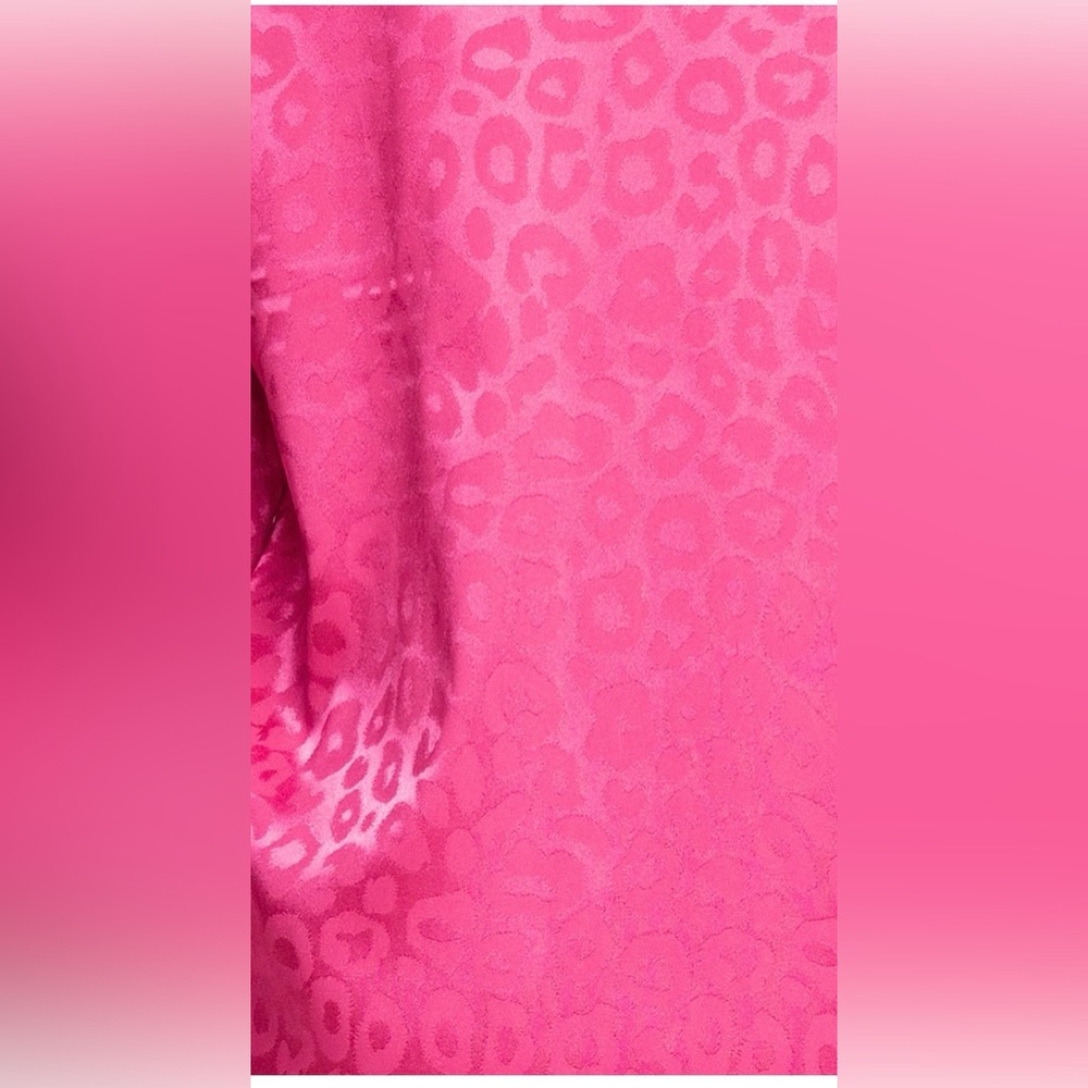 NWT Rachel Parcell Satin Jacquard Cheetah Long Sleeve Pajama Set Hot Pink XS - Picture 5 of 15